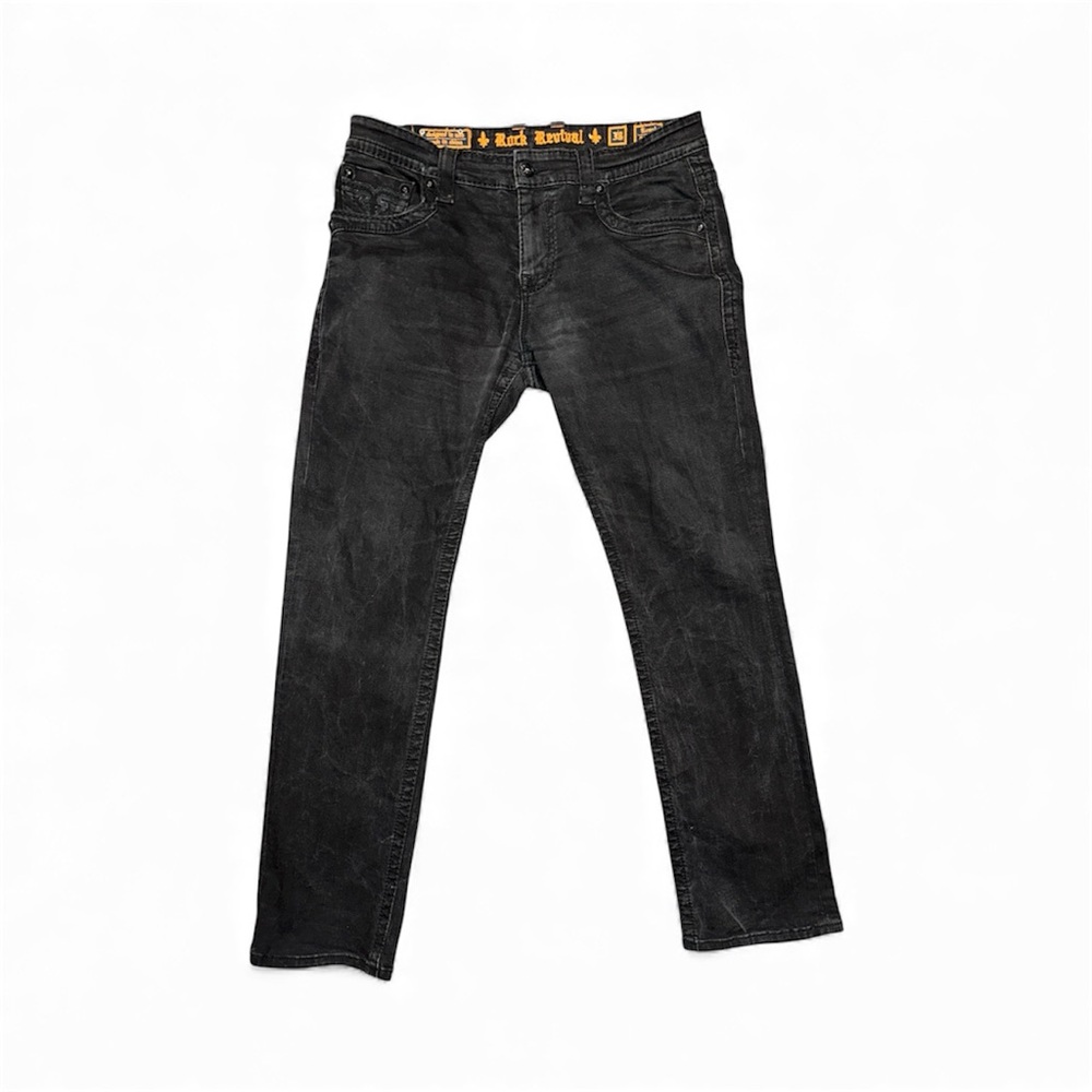 Rock Revival Men's Straight Jeans in Black